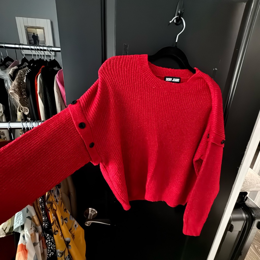 DKNY Vibrant Red Crew Neck Sweater